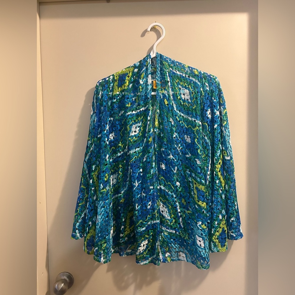 Ruby Rd. Blue and Green Lace Top - Picture 4 of 5